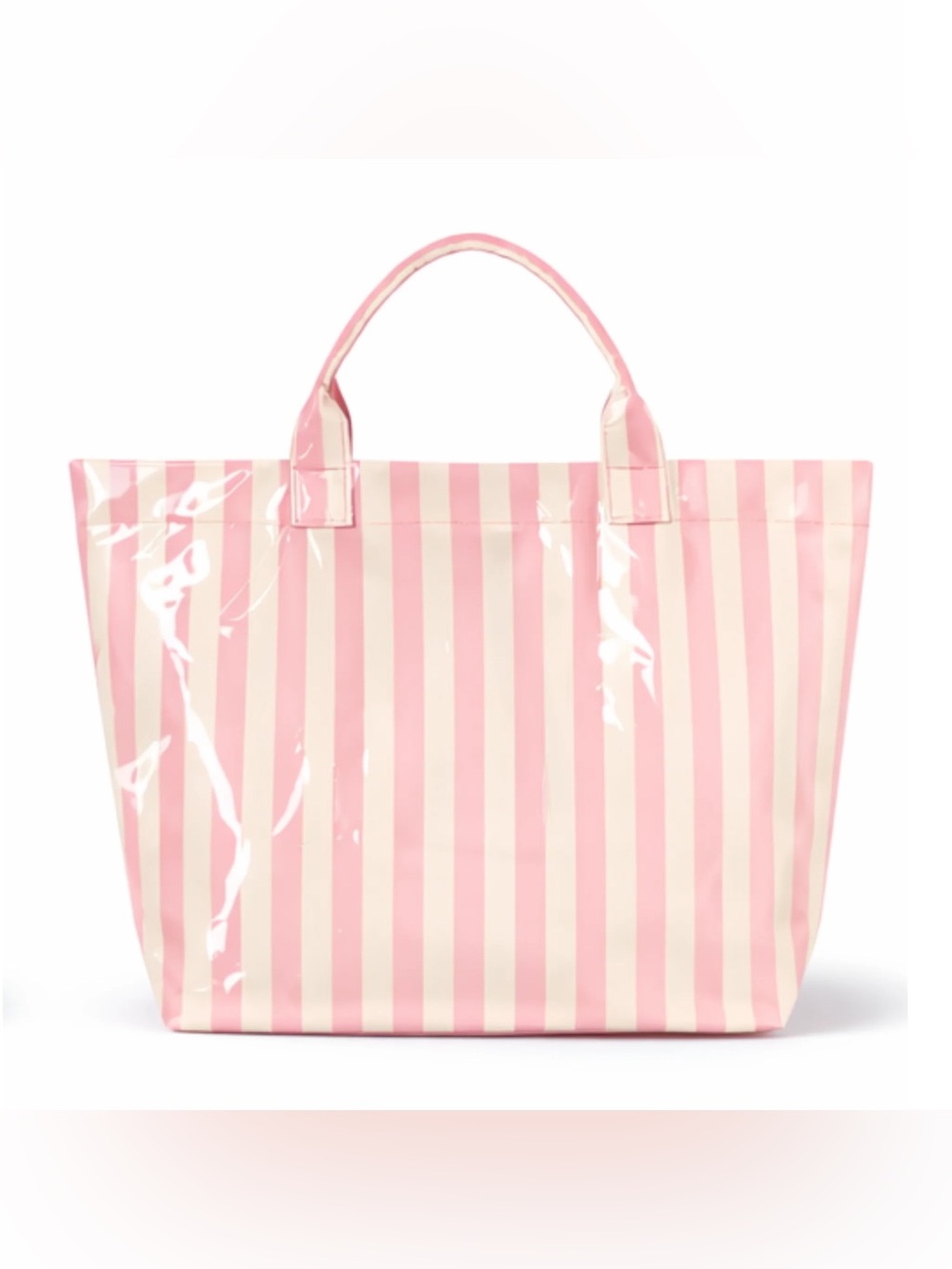 Pink & Cream Striped Tote Bag - Classic Summer Carryall